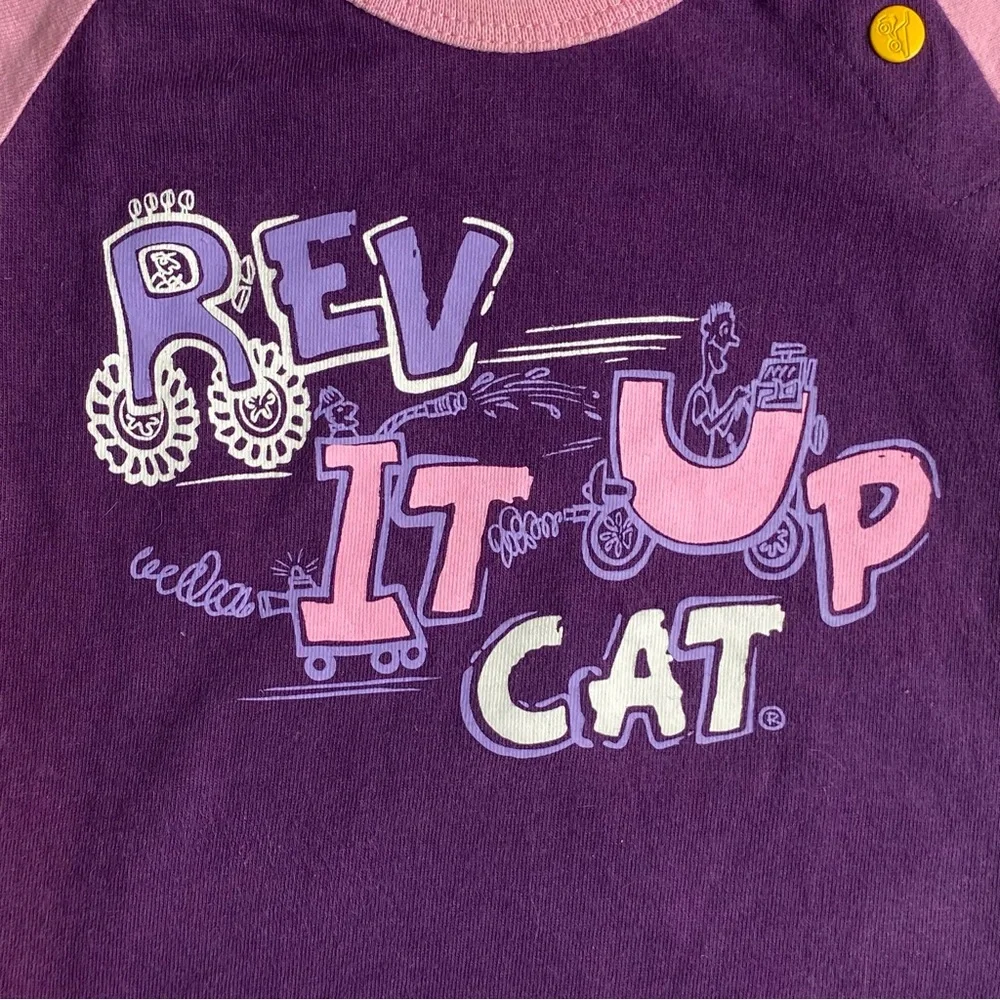 CAT Apparel Caterpillar One Piece Size 6 Months Pink Purple Snap Shirt Romper.